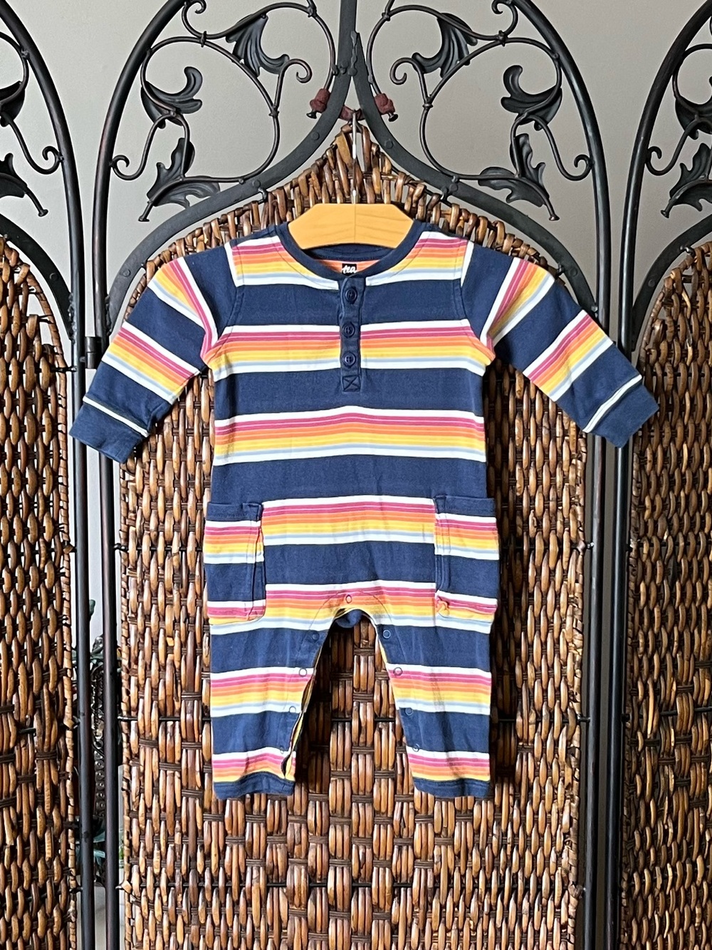 6/9M Tea Striped Jumpsuit Infant